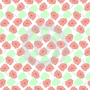 Pink poppy floweers pattern.