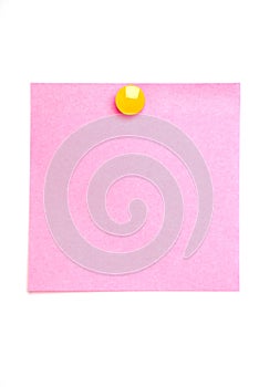 Pink post it note isolated on white