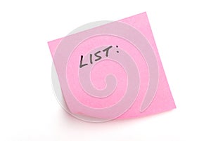 Pink postit note with