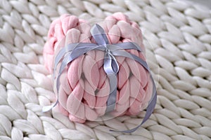 Pink present of merino wool