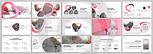 Pink presentation templates elements on a white background. Vector infographics. photo