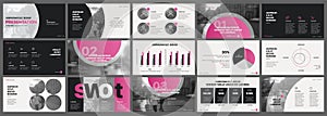 Pink presentation templates elements on a white background. photo