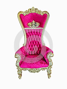 Pink princess chair glamor furniture on a isolated white background