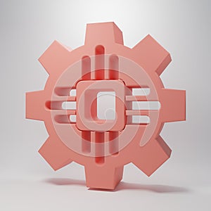 Pink Processor icon isolated on pink background. CPU, central processing unit, microchip, microcircuit, computer