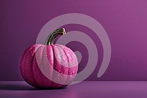 Pink pumpkin on a violet background