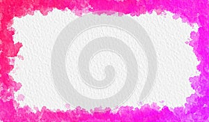 Pink and Purple Abstract Watercolor Artistic Border on Paper Texture