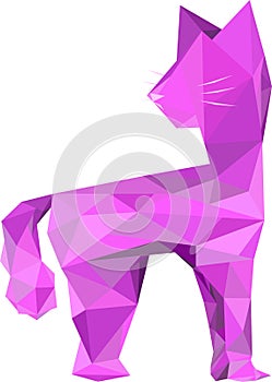 Pink purple cat vector, only triangles with shadows