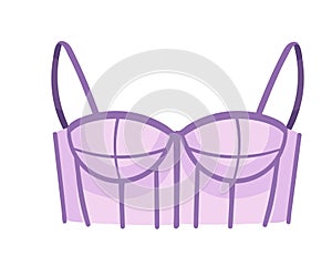 Pink and purple color glamour style bra underwear vector illustration isolated on white background