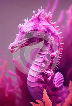 Pink purple colorful seahorses