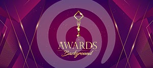 Pink Purple Gold Award Background, luxury graphic. Modern Geometric Shape Background. Award Background. Luxury Background.