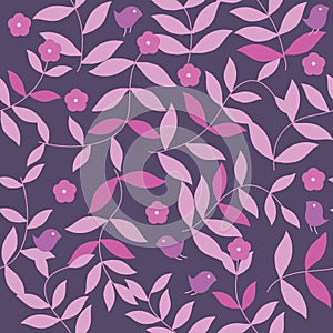 Pink and purple leaves seamless pattern