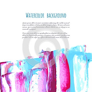 Pink, purple, magenta, blue watercolor texture vector