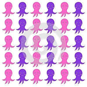 Colorful Pink Purple Octopuses on White photo