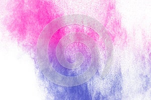 Pink-purple powder exploding