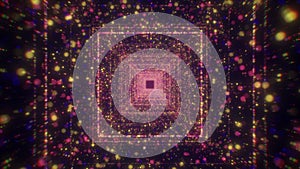 Pink or purple shining corridor of shimmering space dust, seamless loop. Motion. Seamless loop infinite tunnel on a