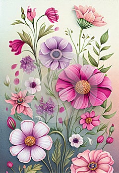 Pink, Purple, and White Flowers: A Favorite Lowbrow Painting by Kristin