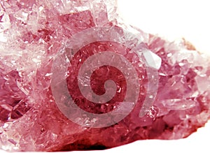 Pink quartz geode geological crystals