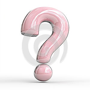 Pink Question Mark 3D Render Icon Isolated on White Background