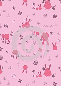 Pink rabbit bunny seamless repeated pattern for baby apparels photo