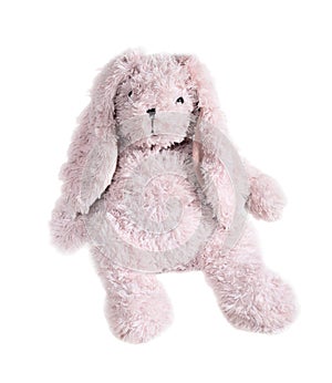 Pink rabbit doll with big ears isolated