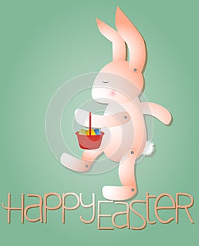 Pink Rabbit with Easter Eggs