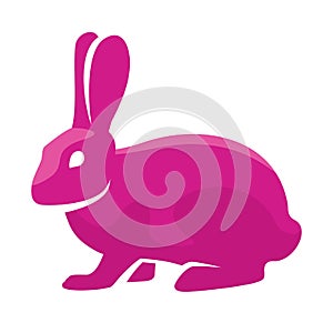 Pink Rabbit icon animal symbol silhouette vector