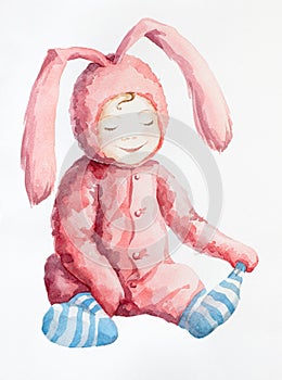 Pink rabbits do not wear blue socks.