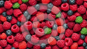 Pink raspberries, berries background. Healthy low calorie fruit razz