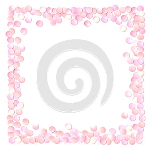 Pink realistic square confetti frame, design template for gift, certificate, voucher, AD brochure and so.