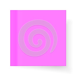 Pink realistic square paper sticker with a peel off corner isolated on white. Blank templates of a price tags. Empty