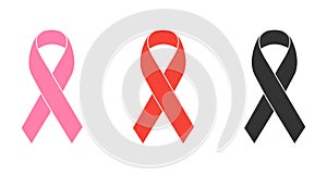 Pink red and black ribbons