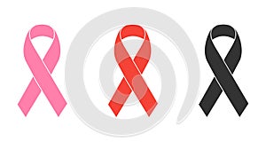 Pink red and black ribbons photo