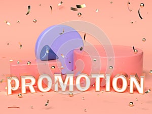 pink red blue abstract geometric shape scene 3d render advertising promotion text