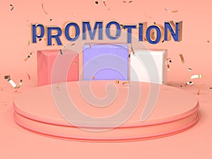 Pink red blue abstract geometric shape scene 3d rendering advertising promotion text