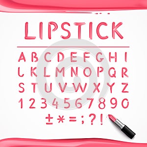 Pink Red Glossy Lipstick Alphabet Poster