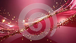 Pink, red and gold abstract background. Space for text.