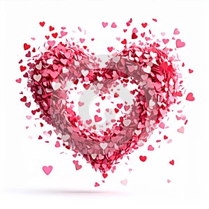 Pink And Red Heart Shaped Confetti Exploding