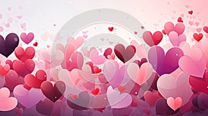 Pink red hearts forming a banner.Valentine\'s Day banner with space for your own content. White background color. Blank fiel