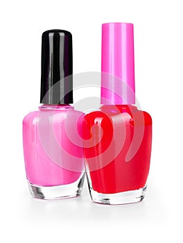 Pink and red nail polish