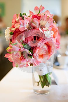 Pink red nosegay in a vase