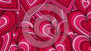 Pink and red overlapping hearts background
