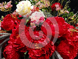 Pink red rose flower beautiful bouquet artificial Handmade