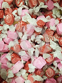 Pink and red swirl candies