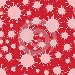 Pink on Red Virus Pattern Seamless Repeat Background