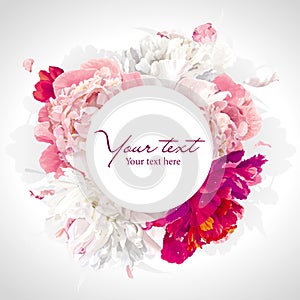 Pink, red and white peony background