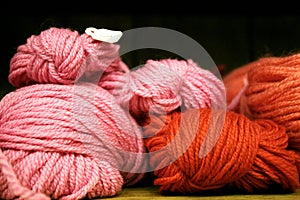 Pink and red yarn
