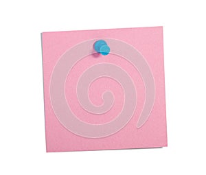 Pink reminder note with blue pin