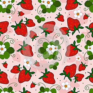Pink repeating pattern with a strawberry