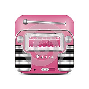 Pink retro radio icon