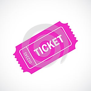 Pink retro ticket vector icon